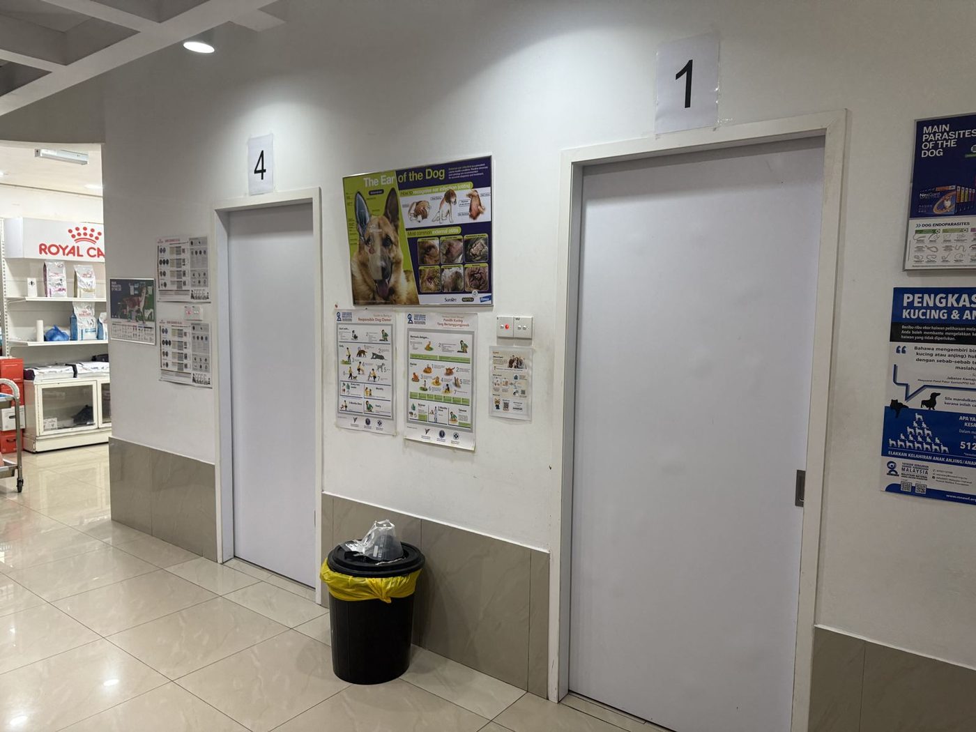 Consultation rooms 1 and 4 along the main corridor